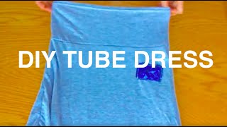 How to make a Strapless Dress from t shirt no Pattern - DIY Sewing Transformation Tutorial