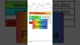 Calculate Days Between Two Dates | #excel #shorts #exceltips #exceltricks #exceltutorial