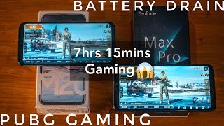 SAMSUNG M20 vs ASUS Zenfone Max Pro M2 PUBG Gaming Battery Drain Test,Samsung M20 Battery 100 to 0