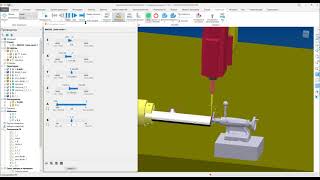 Powermill - внедрение симулятора 5-axis станка , добавление задней бабки и управление  перемещением