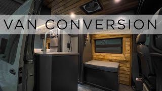 VAN TOUR | Bed Sideways for More Interior Room | Dark and Moody Sprinter 170 Conversion