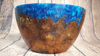 Woodturning - Ocean blue epoxy Bowl!