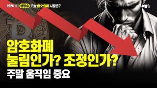 생방송. 오늘 암호화폐 시장은? (2024.11.01. 금) - "암호화폐. 눌림인가 조정인가.  주말 움직임 중요."