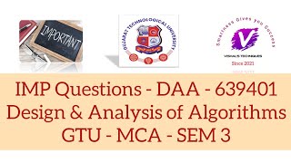 IMP Questions of DAA 639401 | GTU IMP Master Computer Application - Design & Analysis of Algorithms