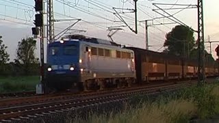 Blaue BR 140 "Press" im Bahnverkehr bei Braunschweig