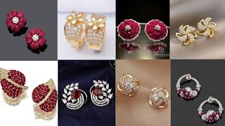 latest gold stud earrings design ideas.Ruby stone earring designs, diamond earrings, jhumka designs.