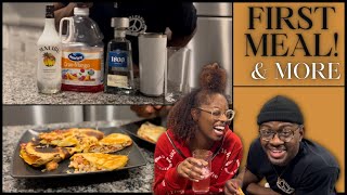 EP 1 COOKING W/ US: Chicken, Bacon, & Ranch Quesadillas 🥓FIRST MEAL + DRINKS IN NEW APARTMENT 🥂