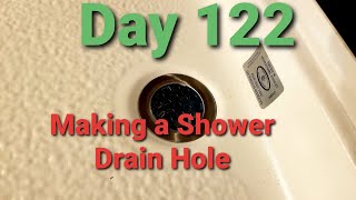 Skoolie Conversion Day 122 Making a Shower Drain Hole