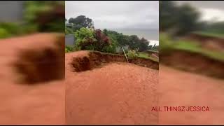 Floods in South Africa DURBAN,  April 2022. Roads, bridges and houses  destroyed