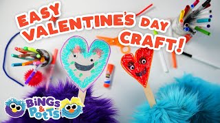 Puppets Making Puppets! - Bings & Potts Make a Fun Valentine's Day Craft For Their Moms