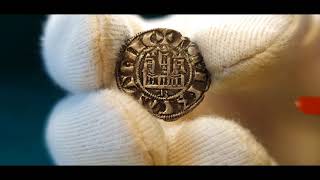 ALFONSO X "EL SABIO". 1 DINERO PRIETO DE 1271-1277. BURGOS. VELLON. MUY BONITO.