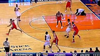 PHOENIX SUNS GORILLA MASCOT RISKS IT ALL! Slides onto the floor during LIVE ACTION! (wizards 3.7.17)