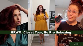 GRWM, Realistic Closet Tour, Go Pro Unboxing - Vlog 8 | Curves, Curls and Clothes