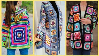 Beautiful granny square crochet pattern cardigan/jackets/sweater/shrug designs