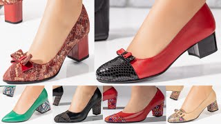 2024 LATEST COMFORTABLE THICK HEELS SHOES DESIGNS FOR WOMEN LATEST SLIP ON FOOTWEAR BEST COLLECTION