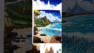 Beautiful Paradise Beach Painting || Acrylic Landscape Painting Tutorial #viral #trending #shorts