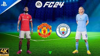 EA Sports FC 24 Manchester United vs Manchester City Ft. Hojlund, Haaland, Mount, - PS4PRO™ [4k60]