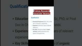 Trainee ResearchAssociateVacancy  #Synthesis/DiscoveryChemistry# ResearchAssociatePosition# research