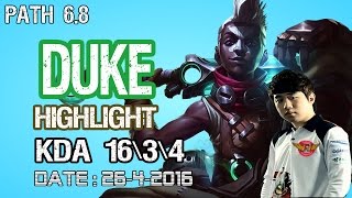 SKT T1 Duke -ekko vs irelia -highlight-공작 경기 하이라이트, path 6.8 (26-4-2016)