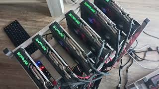 12x RX 580 8Gb. Hiveos hashrate. #rx580 hiveos.