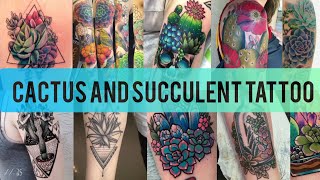 cactus and succulent plants tattoo design ideas