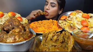 EATING SPICY KOLHAPURI|CHICKEN FEET CURRY|PULAO RICE |EGG PARATHA🔥