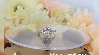 8mm Round Morganite Engagement Ring Diamond Halo Ring