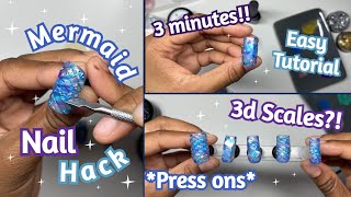 TRYING 3D MERMAID SLALE NAILS | EASY SUMMER NAIL HACK TUTORIAL