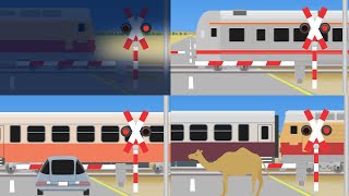 電車アニメ | Railway Crossing |القطارات ومعابر السكك الحديدية | Syrian railroad crossing fumikiri train