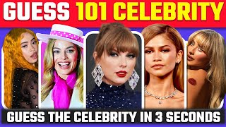 Guess the Celebrity in 3 Seconds | 101 Most Famous People in the World | Celebrity Quiz