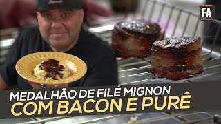 RECEITA FÁCIL: MEDALHÃO DE FILÉ MIGNON COM BACON E PURÊ DE BATATAS