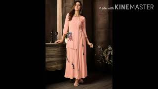 Super Stylish Peach Colour Kurti designs