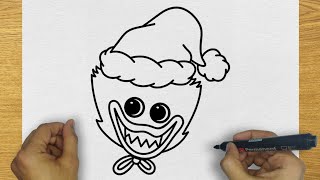 HOW TO DRAW CHRISTMAS HUGGY WUGGY STEP BY STEP | DRAWING CHRISTMAS HUGGY WUGGY EASY