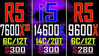 RYZEN 5 9600X vs INTEL i5 14600K vs RYZEN 5 7600X3D || PC GAMES TEST ||