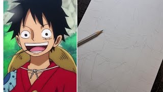 How To Make Luffy Step By Step Outline Toturial Easy [By Grid method]