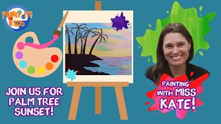 Drawing and Painting for kids - Learn to draw an Island Sunset and Palm Trees - art for kids