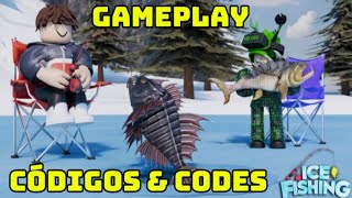 CÓDIGOS SIMULADOR DE PESCA NO GELO | ROBLOX | GAMEPLAY | ICE FISHING SIMULATOR CODES | COMO JOGAR 🎁🎁