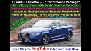 2015 Audi S3 Turbo AWD QUATRO Ultra High Performance Sedan for sale Video tour & Test Drive