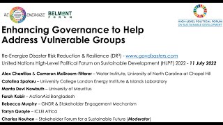 Enhancing Governance to Help Address Vulnerable Groups–Building Back Better-an HLPF 2022 Side Event