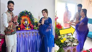 Pregnant Ankita Lokhande Doing Ganpati Aarti With Husband Vicky Jain Seeking Blessings for Baby