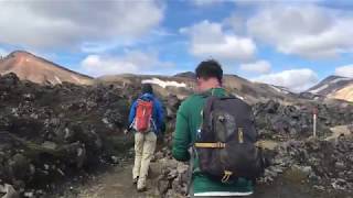 Iceland's Landmannalaugar: Hiking through Lava Field to climb Brennisteinsalda Volcano