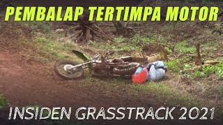 KASIHAN PEMBALAP INI TERTIMPA MOTORNYA SENDIRI - Insiden Grasstrack Sukabumi 2021