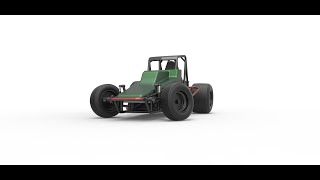 3D printable Vintage Wingless Sprint car while turning Scale 1:25 3D model view