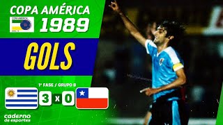 URUGUAI 3 X 0 CHILE - PRIMEIRA FASE COPA AMÉRICA 1989 - GOLS