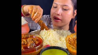 ASMR: EATING SPICY MUTTON CURRY🔥 BASMATI RICE || #shorts #mukbangn#asmreating #mukbangasmr #asmr