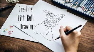 One Line Pit Bull Drawing - Drawing Dogs Series - How to draw dogs