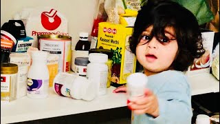 Aayansh baby love to play with medicine boxes