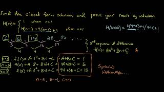 3.2 Closed form solutions and induction