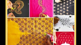 Liquid Embroidery Designs ( Part-2) for Kurtis / Saree / Blouses | Mirror & beads work designs