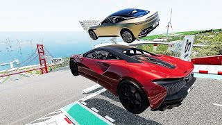 Big High Ramp Jumps with Expensive Sports Lux Cars Crashes #3 - BeamNG Drive